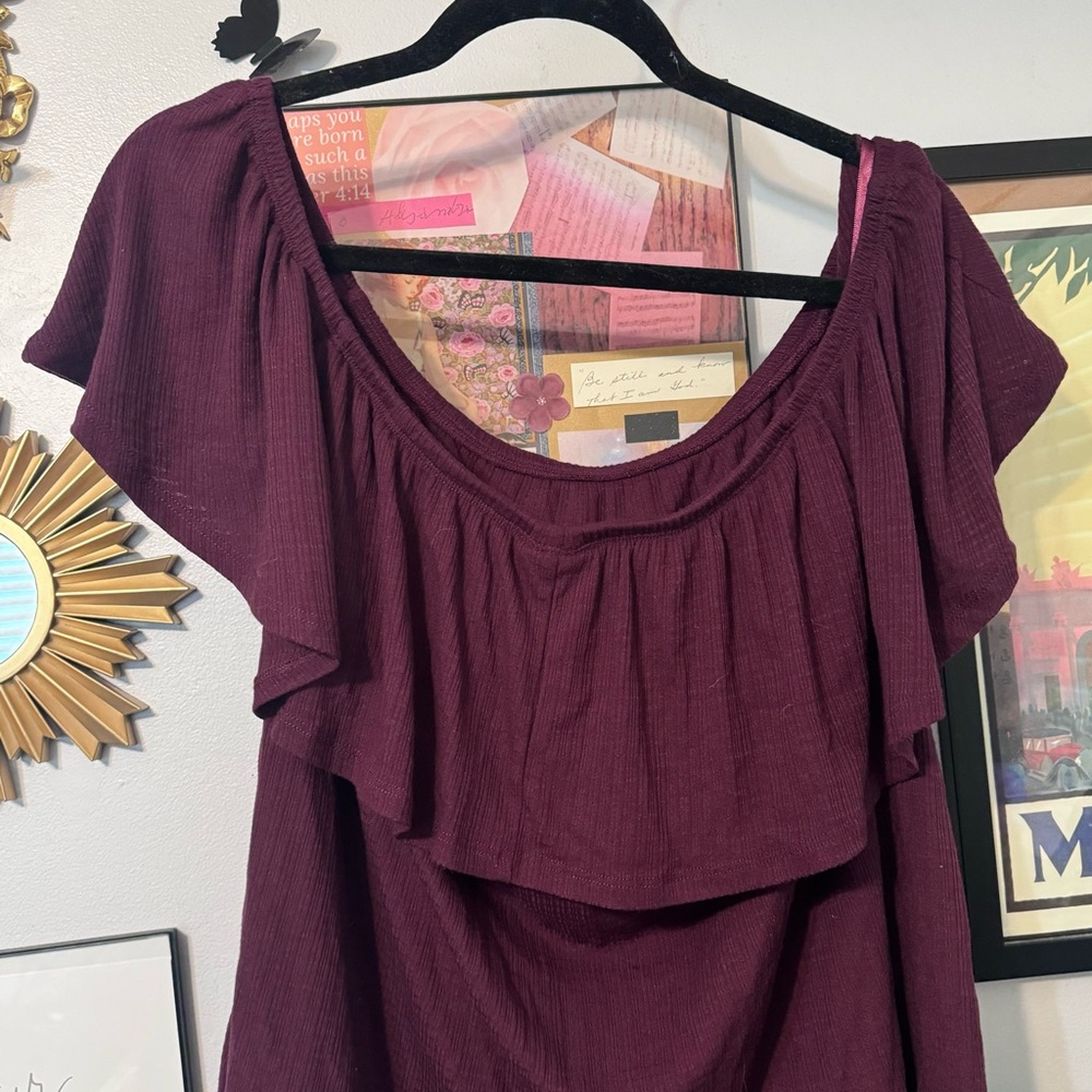 Torrid Deep Purple Ruffle Blouse - Picture 2 of 7
